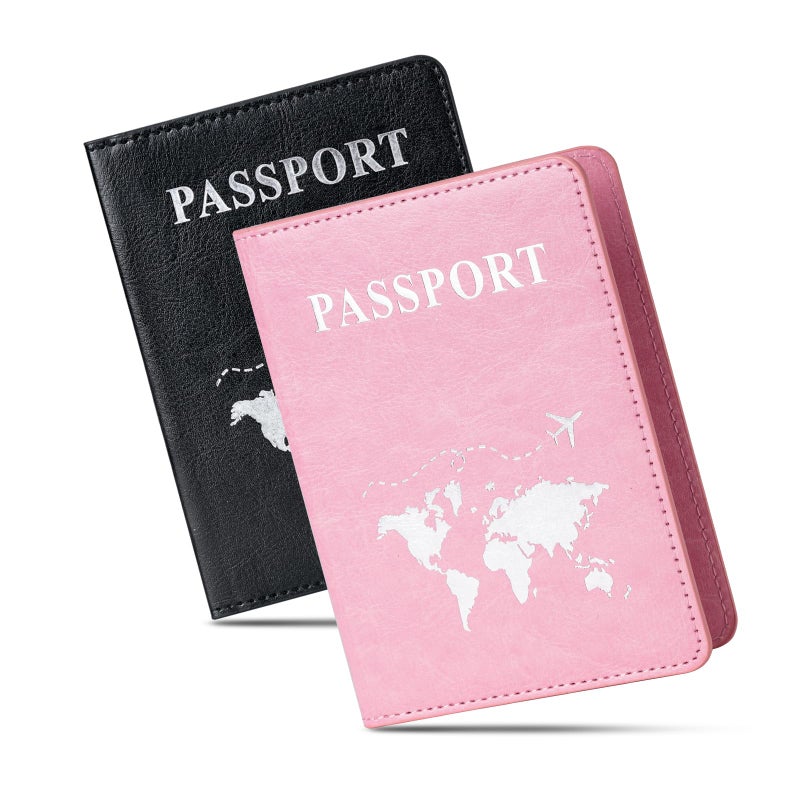 Honmein 2 Pcs Passport holdersï¼ŒUltra Slim passport walletï¼ŒPU Leather Passport Cover for Women and Menâ€¦ - Image 1