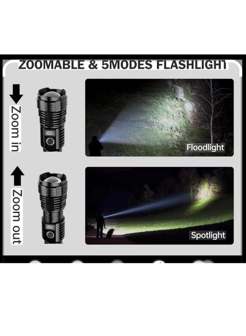 P90 LED Spotlight a suitable flashlight for trips and camping, with very powerful lighting, water and rain resistant - Image 3