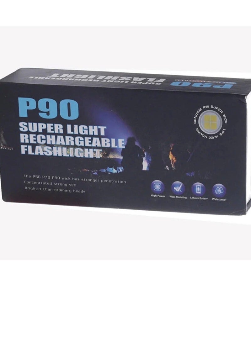P90 LED Spotlight a suitable flashlight for trips and camping, with very powerful lighting, water and rain resistant - Image 4
