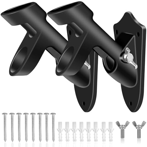 BONWIN Flag Pole Holder Brackets, BONWIN 1" Flag Pole Mounting Bracket with Hardwares for House Wall Mount, 1" Inner Diameter, Two Positions & Aluminium Alloy, Rust Free Coated (Black - 2 Pack) - Image 3