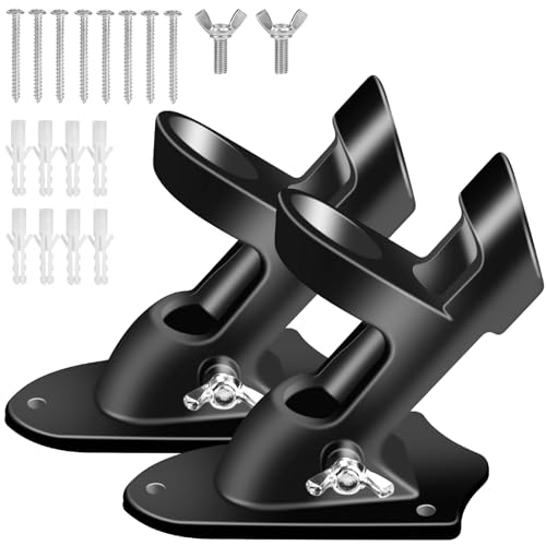 BONWIN Flag Pole Holder Brackets, BONWIN 1" Flag Pole Mounting Bracket with Hardwares for House Wall Mount, 1" Inner Diameter, Two Positions & Aluminium Alloy, Rust Free Coated (Black - 2 Pack) - Image 1
