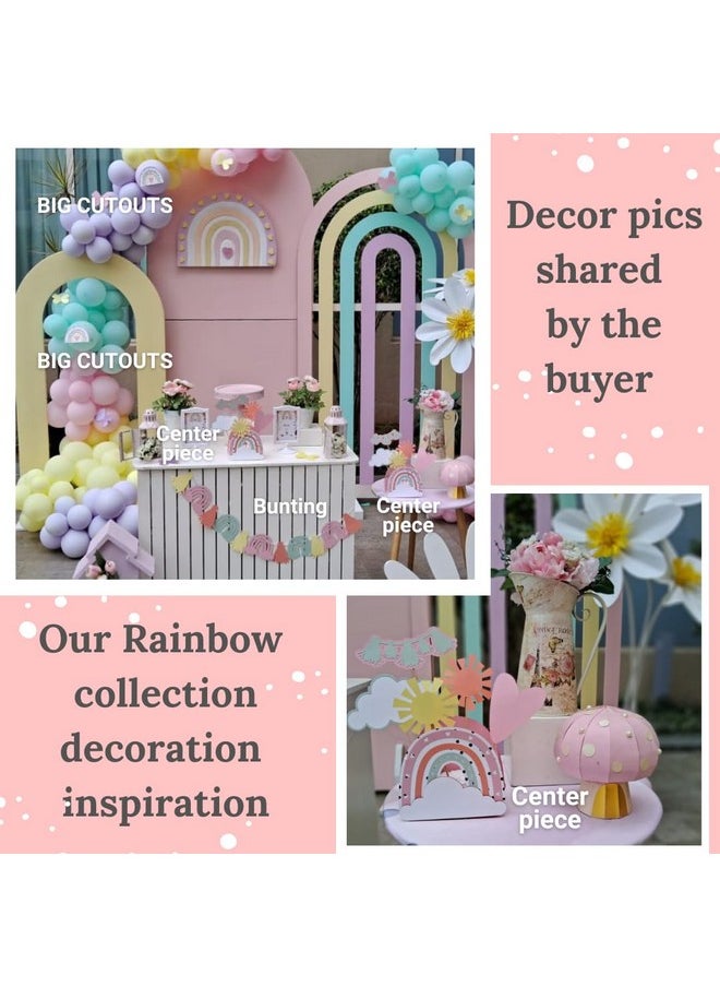 Pinfliers - Pinfliers Rainbow Theme Birthday Decorations, Paper Garland/Pennant/Banner/Bunting Flags for Party Decoration, 12 pieces, 55 inches Length,Pastel 1st Birthday Decoration Item for girls/baby/kids - Image 1