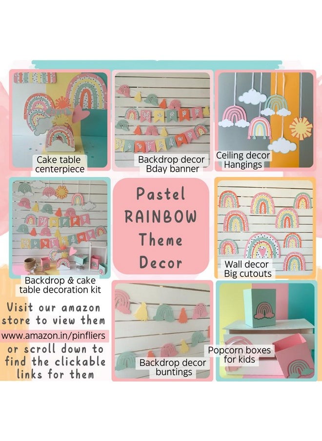 Pinfliers - Pinfliers Rainbow Theme Birthday Decorations, Paper Garland/Pennant/Banner/Bunting Flags for Party Decoration, 12 pieces, 55 inches Length,Pastel 1st Birthday Decoration Item for girls/baby/kids - Image 1