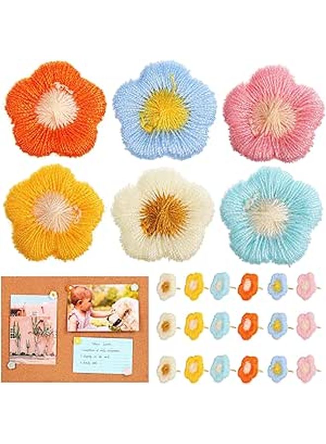 30 Pastel Color Decorative Flower Push Pins For Cork Bulletin Board Office School Supplies - Image 1