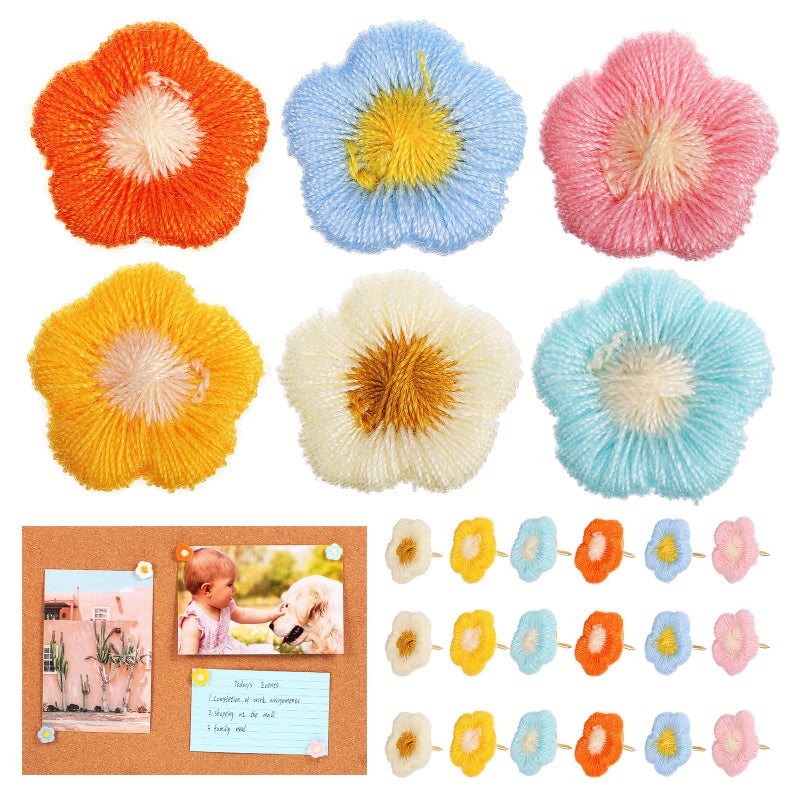 30 Pastel Color Decorative Flower Push Pins For Cork Bulletin Board Office School Supplies - Image 2