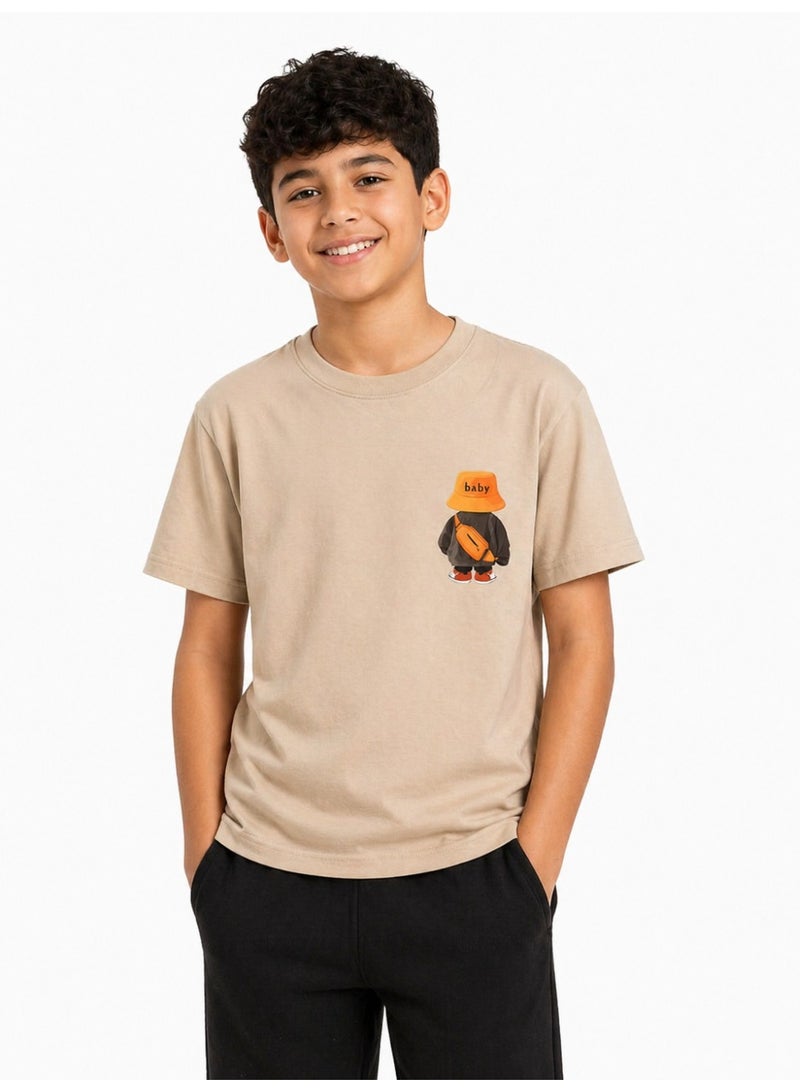 Caesar Boys' Lycra short-sleeved t-shirt with prints on the chest and back - Image 1