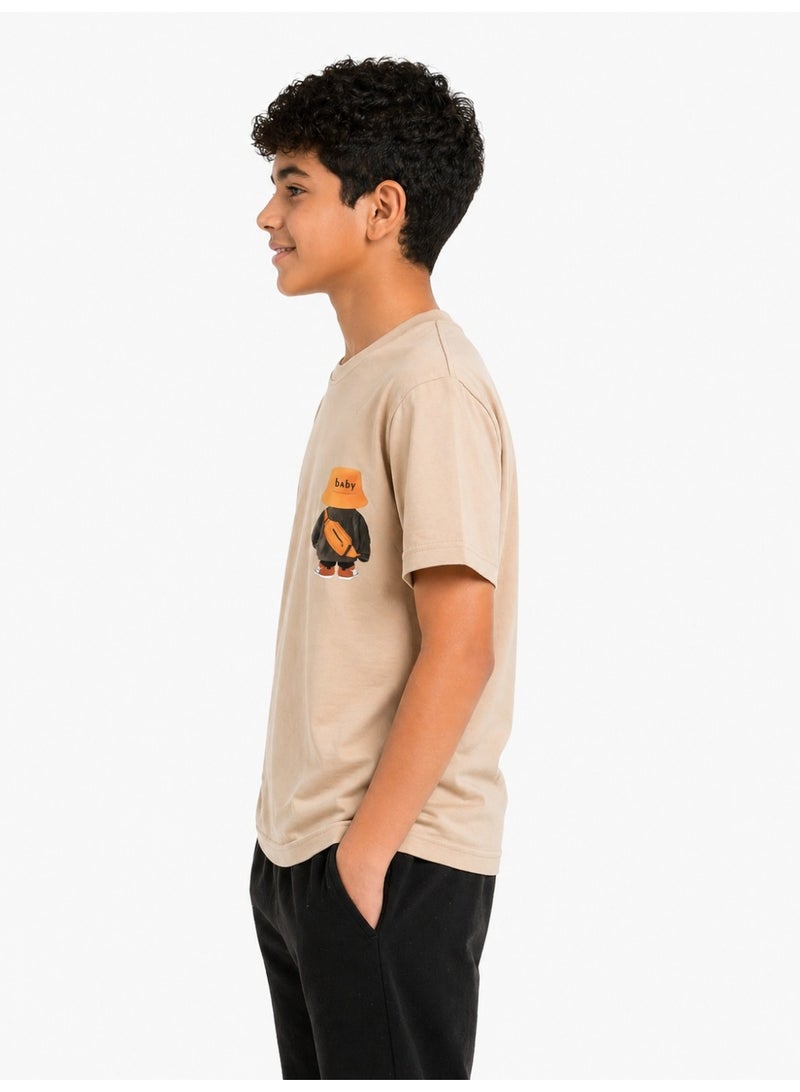 Caesar Boys' Lycra short-sleeved t-shirt with prints on the chest and back - Image 2