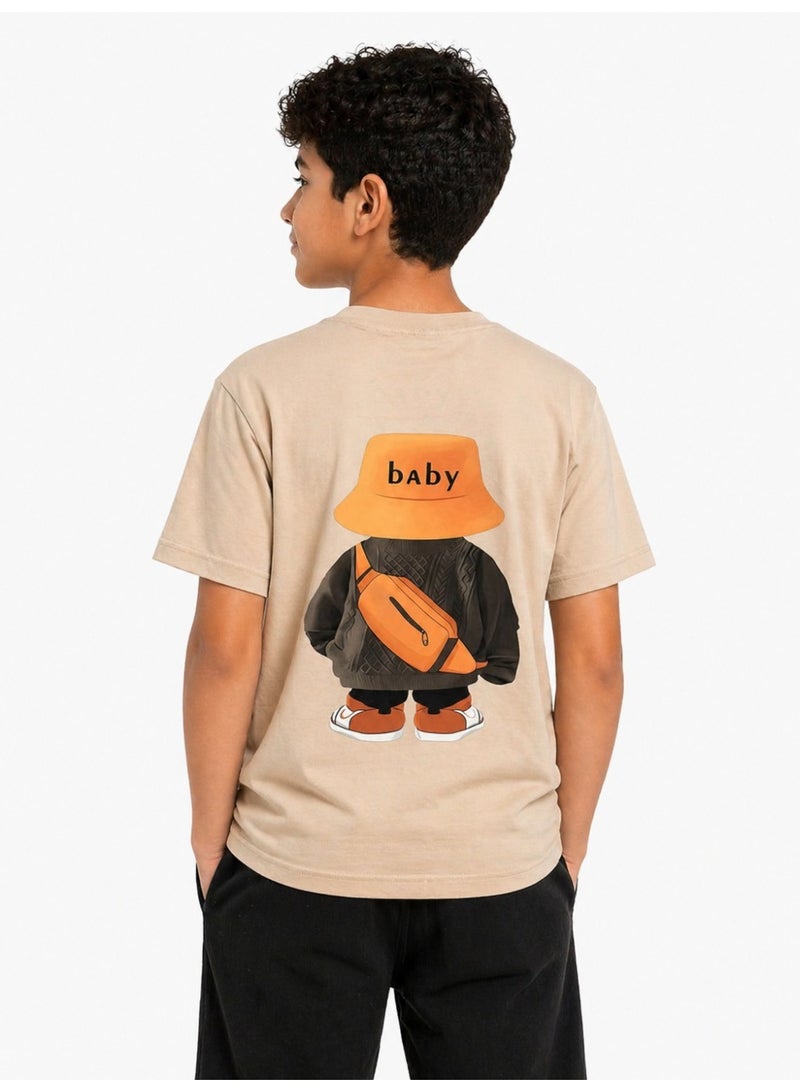 Caesar Boys' Lycra short-sleeved t-shirt with prints on the chest and back - Image 3