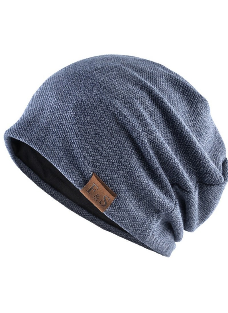 Joychic - Slouchy Beanie Hat Baggy Skull Sleep Cap Thin Hip-hop Soft Stretch Knit Sleeping Hat Headwear Head Wrap Cap for Women Dark Blue - Image 1