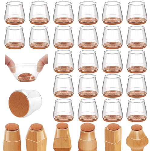 24Pcs Silicone Chair Leg Floor Protectors Felt Furniture Pads for Hardwood Floors Rubber Chair Leg Protectors for Hardwood Floors Chair Leg Caps Chair Leg Covers for Wooden FloorsClear Large