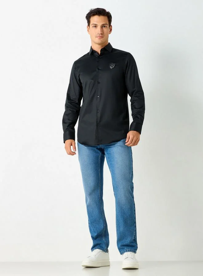 Emperor Emperor Solid Shirt with Long Sleeves and Button Closure