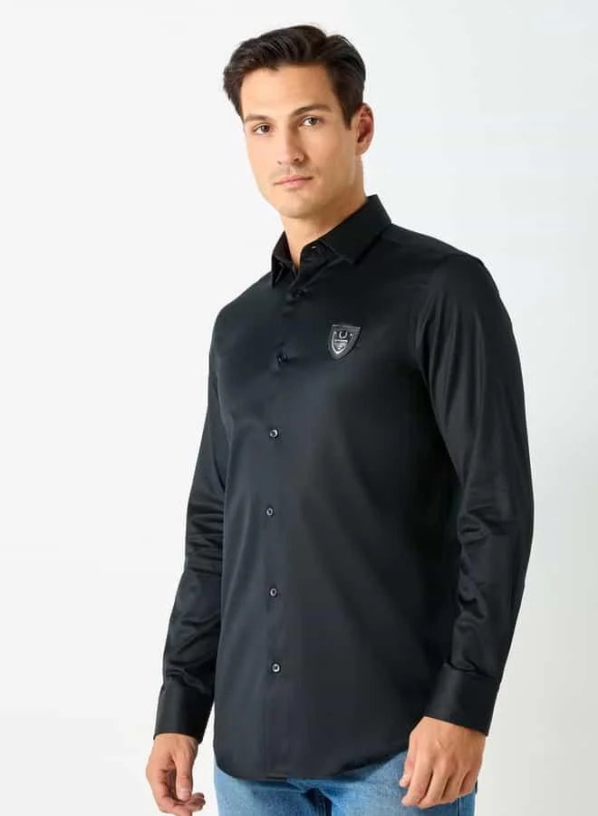 Emperor Emperor Solid Shirt with Long Sleeves and Button Closure