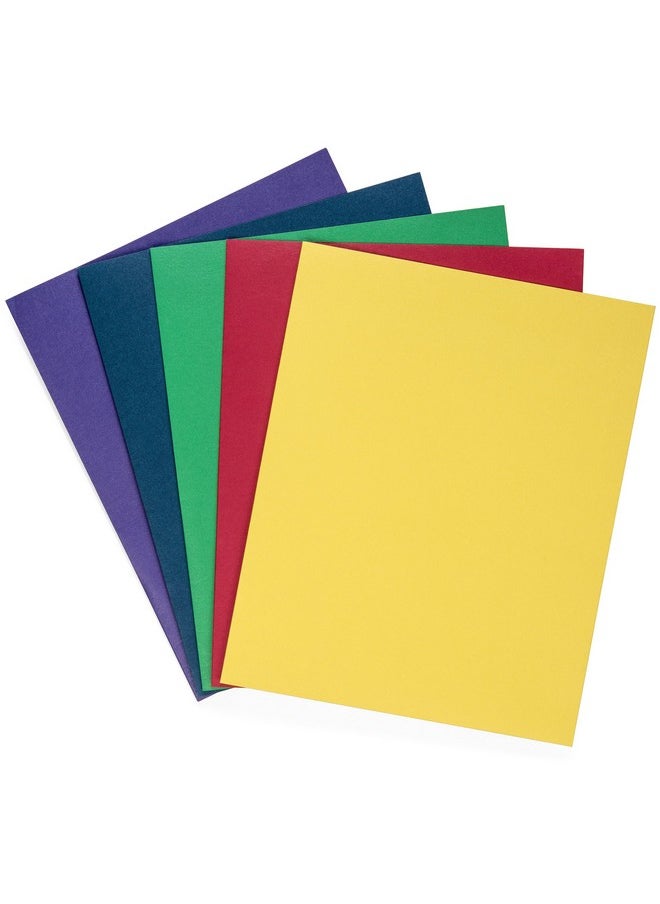 Blue Summit Supplies 100 Two Pocket Folders Designed For Office And Classroom Use Assorted 5 Colors 100 Pack Colored 2 Pocket Folders  - Image 1