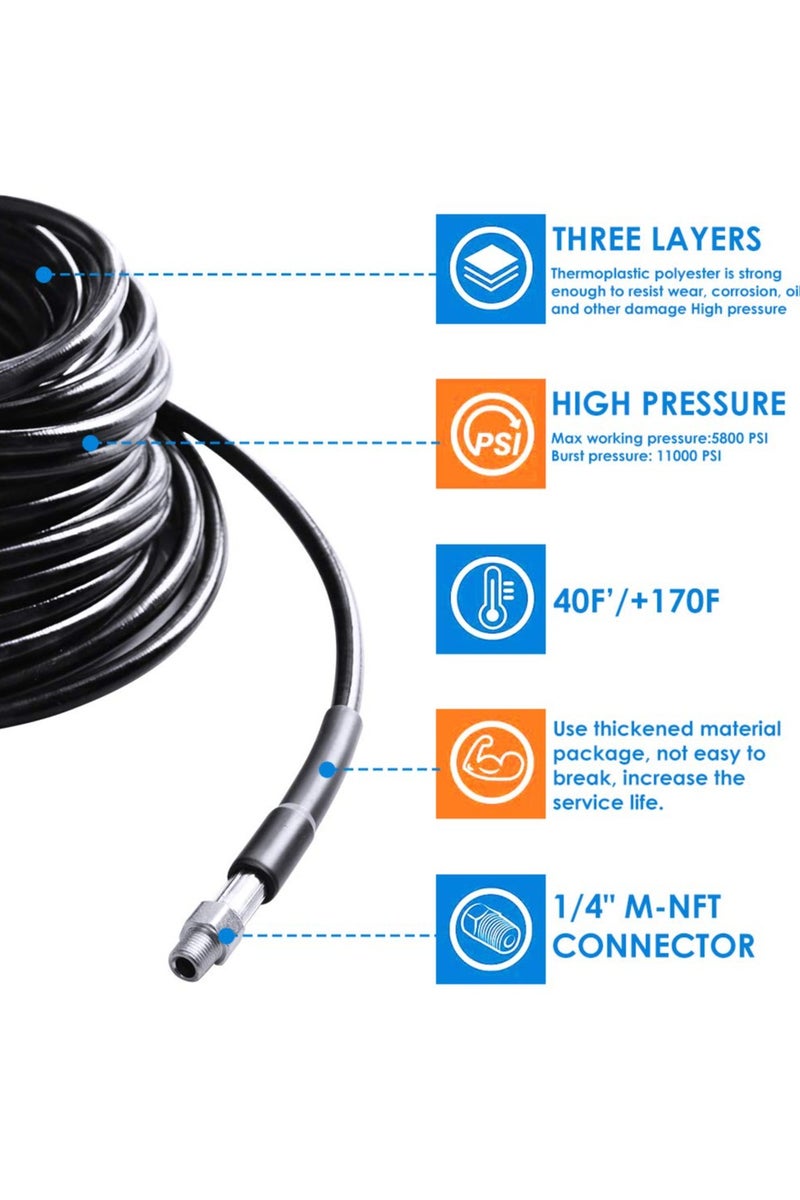 30M Hose Kit for Pressure Washer, 5800PSI Drain Cleaner Hose with Nozzles, Tape & 2 Spanners - Image 5
