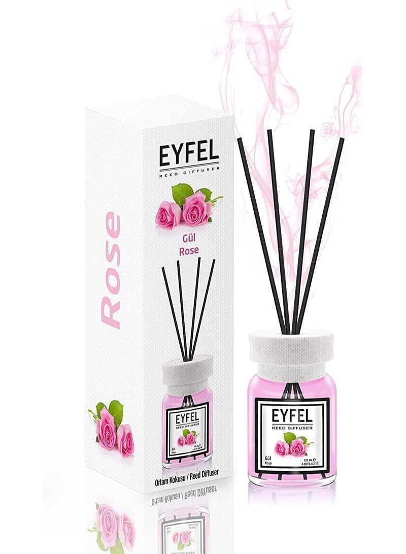 EYFEL ROSE Reed Diffuser Set – 120ML Premium Long-Lasting Fragrance with Elegant Diffuser Sticks for Bathrooms, Living Spaces, Offices, Shops & Showrooms  - Image 1