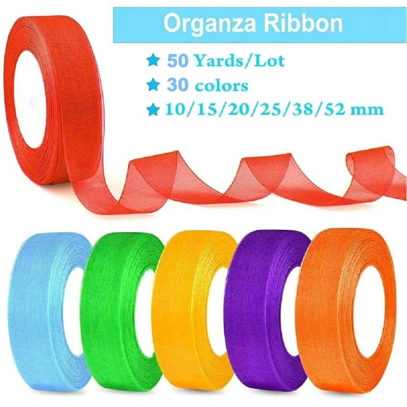 Organza Satin Ribbons 50 Yards For Wedding Decoration Bouquets Party Wreath DIY Crafts Color10 - Image 4