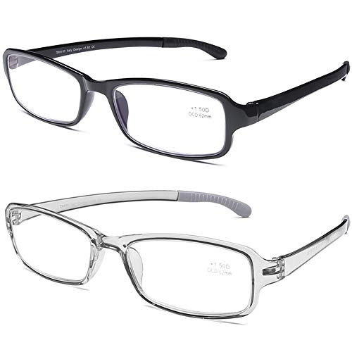 DOOViC 2 Pack Readers Blue Light Blocking Reading Glasses 1.75 Strength Flexible Lightweight Anti Eyestrain Computer Reading Glasses for Women Men - Image 1