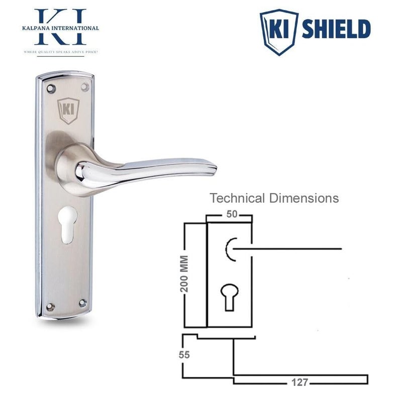 KI SHIELD 1009 SS Chrome Finish Mortise Door Lock Handle Set | 8 inch Steel lockset KY | 6-Lever 65mm Lock Mechanism | Suitable for Left & Right Handed Living Room Doors, Bedroom Door,Main Door - Image 2