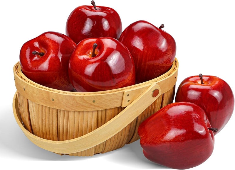 Lorigun Artificial Apples Fake Fruits Red Delicious Apples for Decoration, Decorative Fruit, Faux Big Red Apple 6 Pcs - Image 1