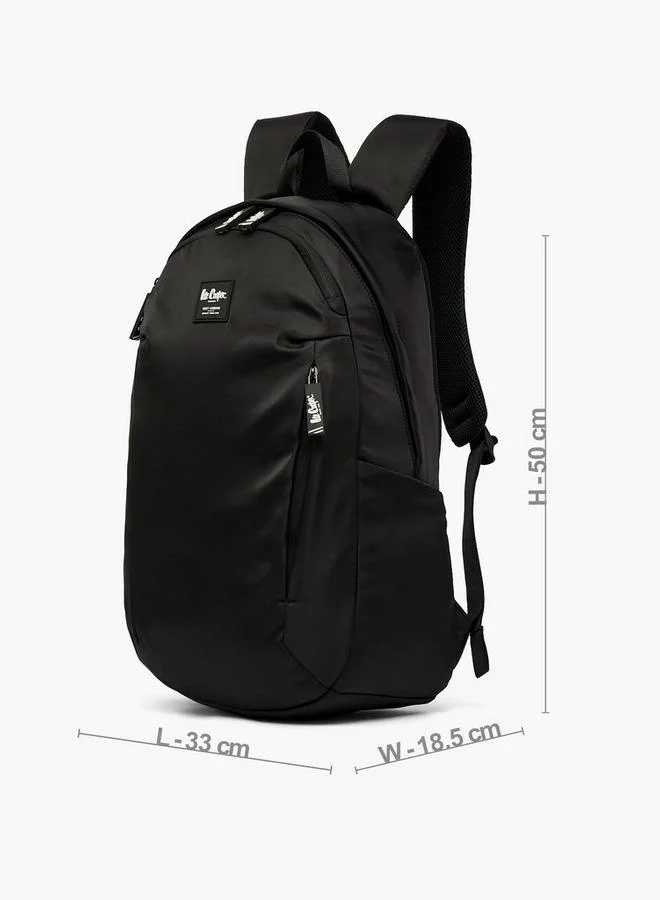 Lee Cooper BLACK Solid School Backpack For Kids 13 Years+ With Padded Shoulder Straps  | Best Price UAE