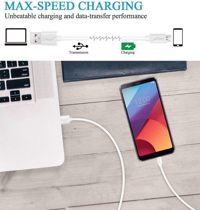 DEEGO Micro USB Cable,15Ft Extra Long PS4 Controller Charger Cable, Enduring Android Charging Cord Compatible with Samsung Galaxy S7 Edge S6,Note 5,Note 4,Moto G5,Android Phone,Kindle Fire,White - Image 4