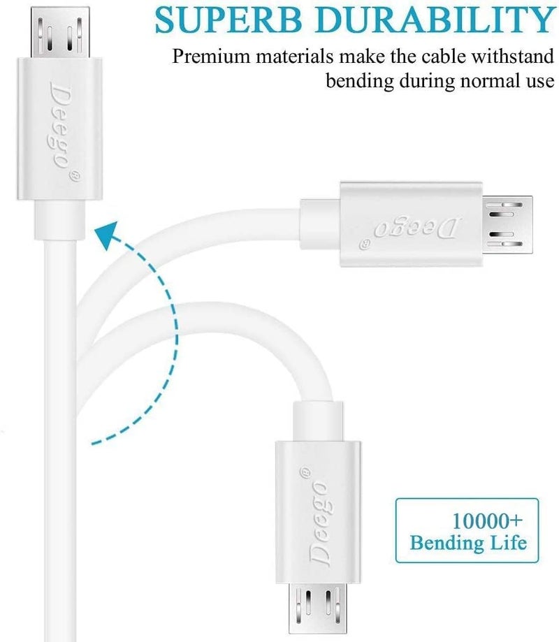 DEEGO Micro USB Cable,15Ft Extra Long PS4 Controller Charger Cable, Enduring Android Charging Cord Compatible with Samsung Galaxy S7 Edge S6,Note 5,Note 4,Moto G5,Android Phone,Kindle Fire,White - Image 2