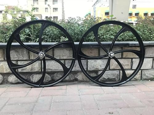 DONSP1986 26 inch Mag Wheel Set Rims Front & Rear 100x120mm for Single Speed Freewheel, 26" Magnesium Bike Wheels Rim (Black) Disc Brake for Beach Cruisers, MTB's Road Bicycle - Image 1