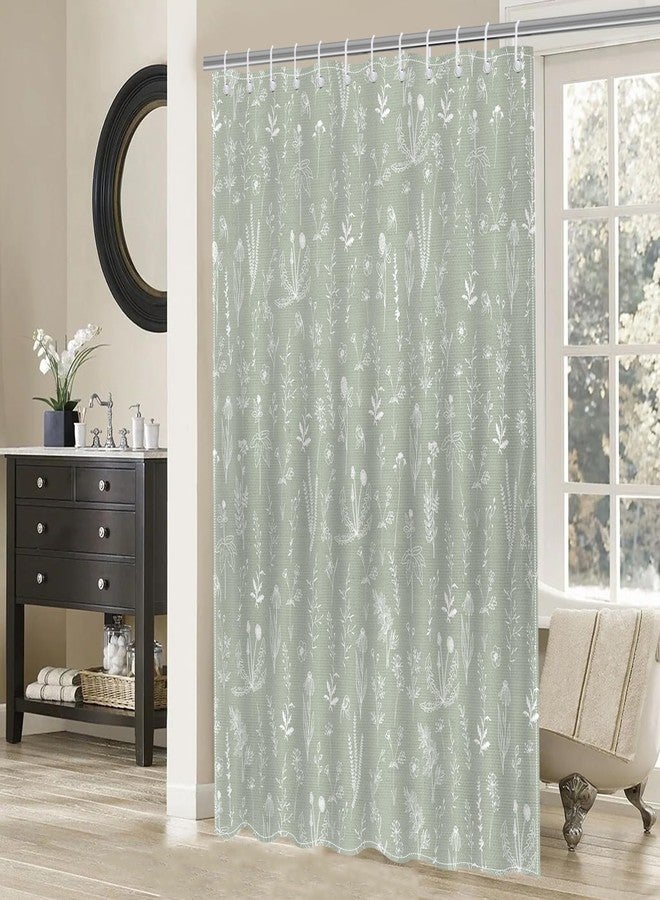 Mocsicka Green Botanical Shower Curtain, 72"W x 72"L (Pack of 1), Green, Boho Floral Plants, Waterproof, Polyester, Bathroom, 12 Hooks - Image 3