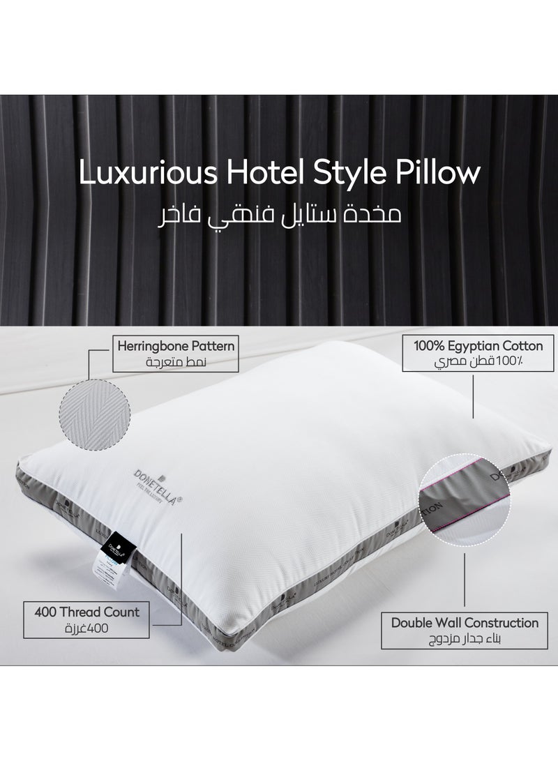 Donetella Premium Hotel Pillow 1-Piece(1600 g) Size 50x75 cm Luxury Down Alternative Filling With Natural Cotton Cover Skin-Friendly,White - Image 2