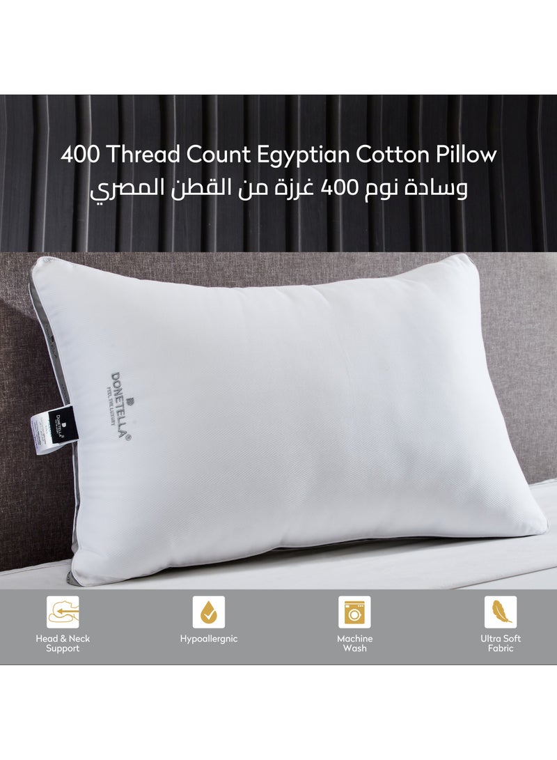 Donetella Premium Hotel Pillow 1-Piece(1600 g) Size 50x75 cm Luxury Down Alternative Filling With Natural Cotton Cover Skin-Friendly,White - Image 3