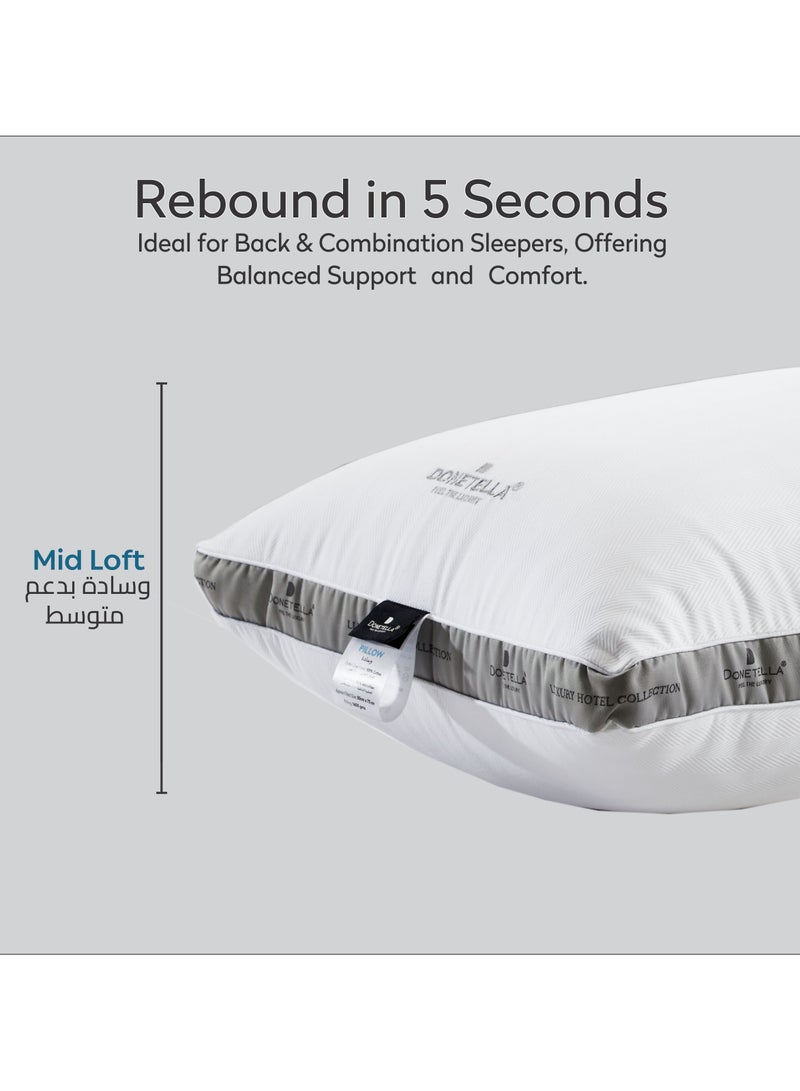Donetella Premium Hotel Pillow 1-Piece(1600 g) Size 50x75 cm Luxury Down Alternative Filling With Natural Cotton Cover Skin-Friendly,White - Image 4