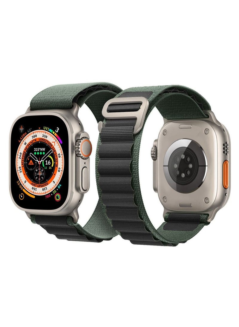CATANES - Apple Watch Band 49mm 45mm 44mm 42mm Alpine Loop Band Women Men Adjustable with Metal G-Hook Strap for iWatch Ultra Series SE 8/7/6/5/4/3/2/1 Green Black - Image 1