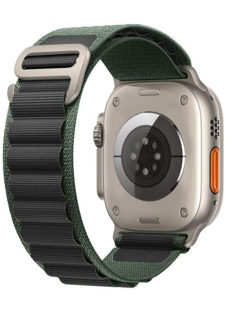 CATANES - Apple Watch Band 49mm 45mm 44mm 42mm Alpine Loop Band Women Men Adjustable with Metal G-Hook Strap for iWatch Ultra Series SE 8/7/6/5/4/3/2/1 Green Black - Image 1