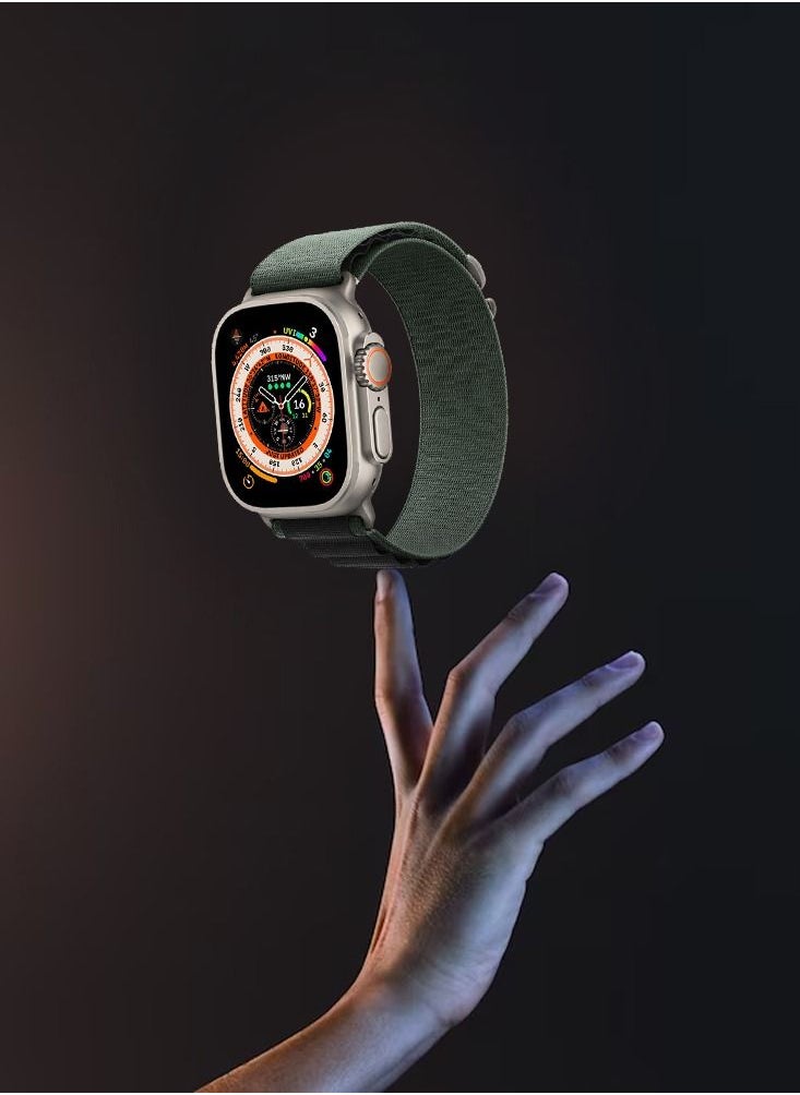 CATANES - Apple Watch Band 49mm 45mm 44mm 42mm Alpine Loop Band Women Men Adjustable with Metal G-Hook Strap for iWatch Ultra Series SE 8/7/6/5/4/3/2/1 Green Black - Image 1