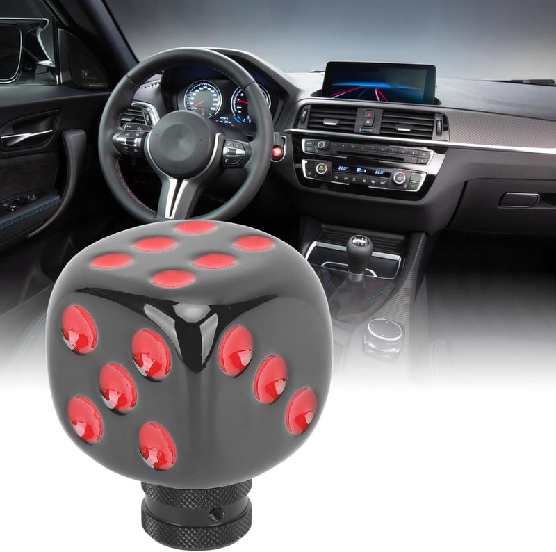 Dice Shape Shift Head Resin Gear Shifting Lever Knob, Universal Transmission Shift Lever Knob with Multiple Adapters for Most Manual Cars, Easy Install Dice Shifter Head (Black Red) - Image 5