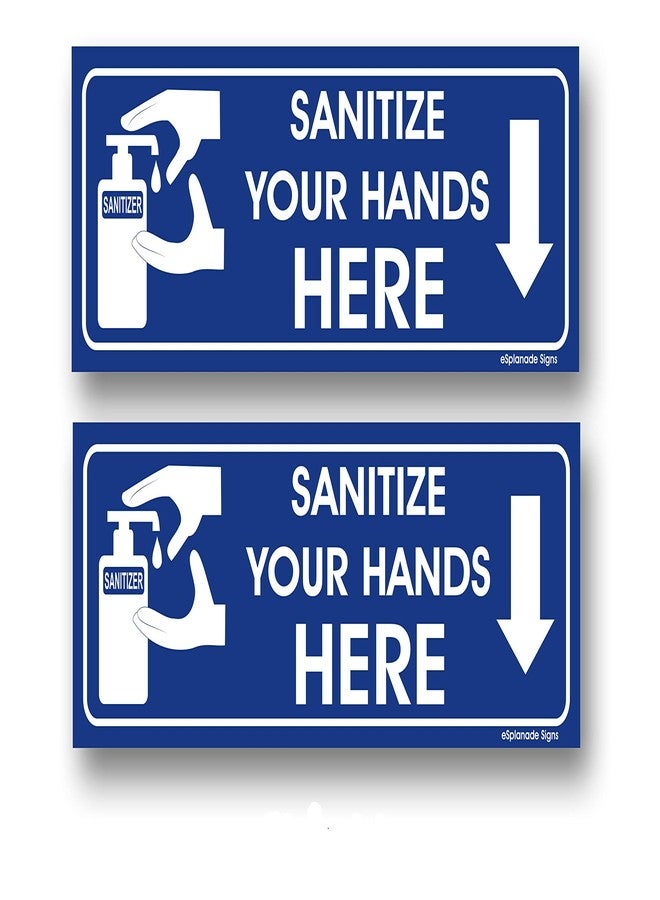 eSplanade 2 pcs Sanitize Your Hands Sign Sticker Decal - Easy to Mount Weather Resistant Long Lasting Ink Size (9" x 3") (Sanitize Your Hands (9 x 3)) - Image 1
