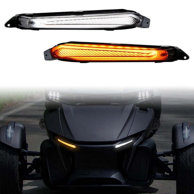 SAUTVS LED Front Turn Signal Daytime Running Lights DRL Auxiliary Accent Lamps with Yellow Flashing Lights for Can-Am Spyder RT 2020-2025 Accessories (2PCS, Replace #219401024) - Image 1