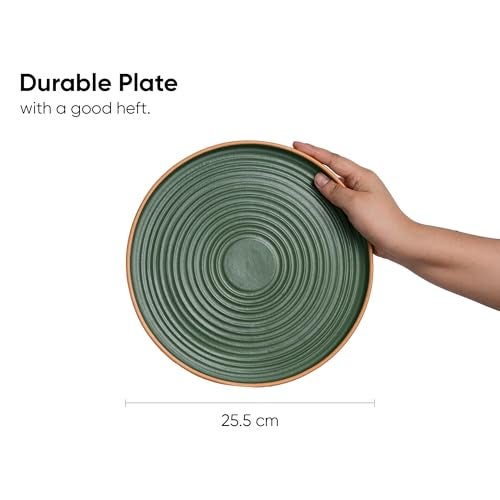 Shay Ceramic Dinner Plates Set, 6 Pieces, Klay Green Series | Matte Finish | Premium Stoneware | Porcelain Plates | Set of 6 Plates for Dinner (Klay Dinner Plates - Green) - Image 3
