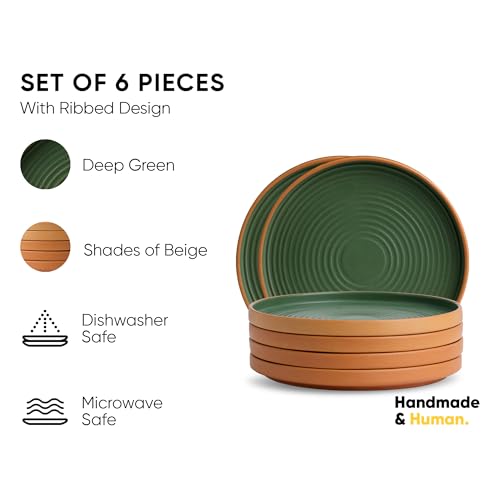 Shay Ceramic Dinner Plates Set, 6 Pieces, Klay Green Series | Matte Finish | Premium Stoneware | Porcelain Plates | Set of 6 Plates for Dinner (Klay Dinner Plates - Green) - Image 2