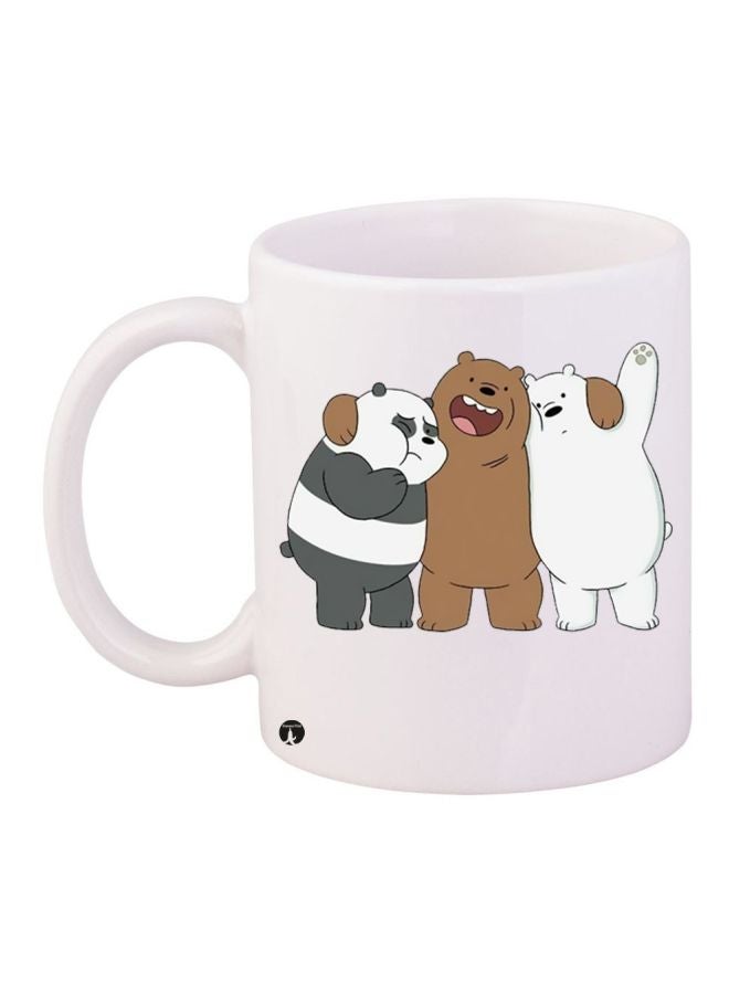 RYN Bears Printed Coffee Mug White/Brown/Grey 11ounce