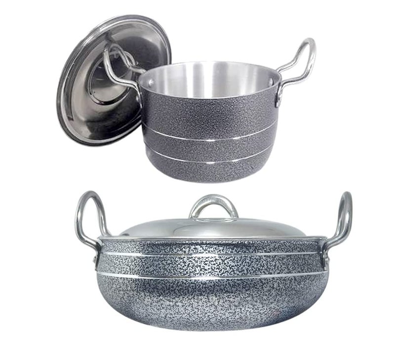 Bartan Hub Handi With Lid and Pot (2500 ML, 1500 ML, Aluminium Made, Dishwasher Safe) 2.5 L, 1.5 L (Aluminium) - Image 1