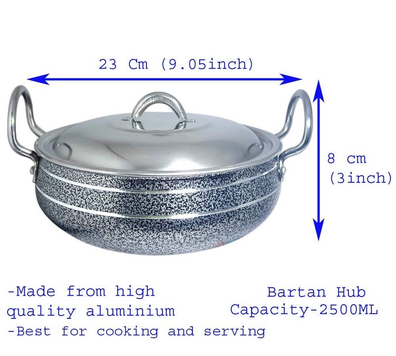 Bartan Hub Handi With Lid and Pot (2500 ML, 1500 ML, Aluminium Made, Dishwasher Safe) 2.5 L, 1.5 L (Aluminium) - Image 2