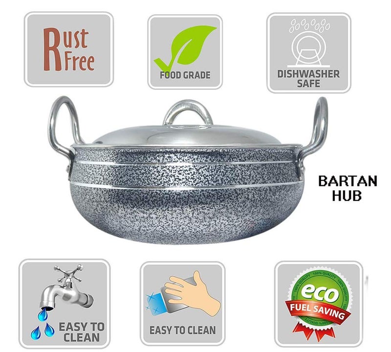 Bartan Hub Handi With Lid and Pot (2500 ML, 1500 ML, Aluminium Made, Dishwasher Safe) 2.5 L, 1.5 L (Aluminium) - Image 5