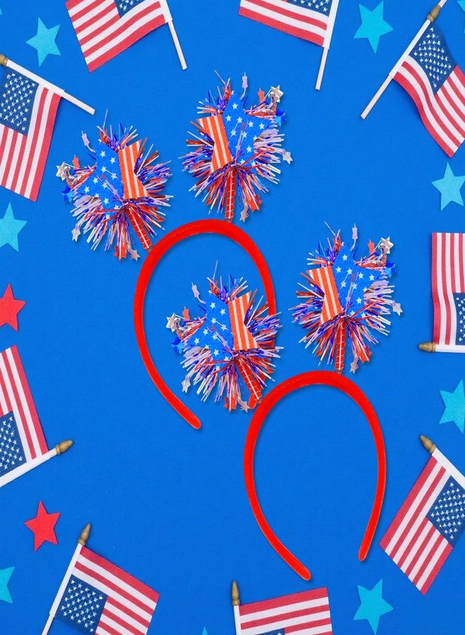 Exacoo 4th of July Accessories Headband for Women Girls Boys Men Fourth of July Accessories Usa Headband American Flag Patriotic Red White and Blue Hair Accessories 2pcs - Image 2