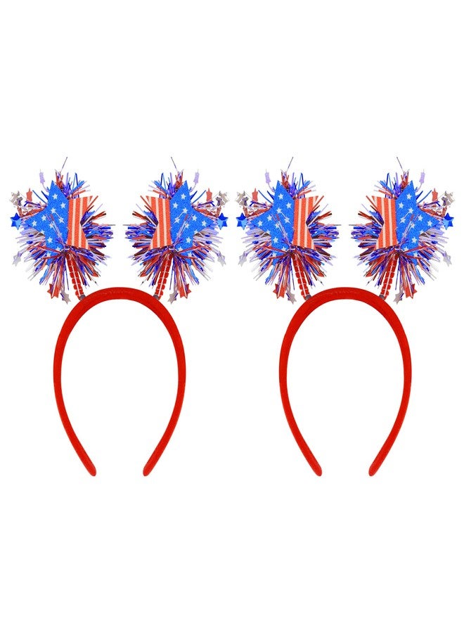 Exacoo 4th of July Accessories Headband for Women Girls Boys Men Fourth of July Accessories Usa Headband American Flag Patriotic Red White and Blue Hair Accessories 2pcs - Image 1