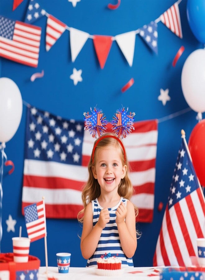 Exacoo 4th of July Accessories Headband for Women Girls Boys Men Fourth of July Accessories Usa Headband American Flag Patriotic Red White and Blue Hair Accessories 2pcs - Image 3