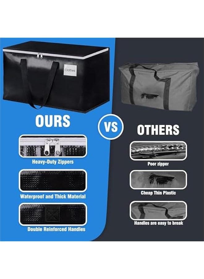 Durku Collapsible Moving Bags - Heavy Duty Extra Large Moving Bags with Zippers and Handles, Space Saving Packing Totes for Moving Supplies Storage,Fold Flat, Alternative to Box and Bin (Black-4Pack