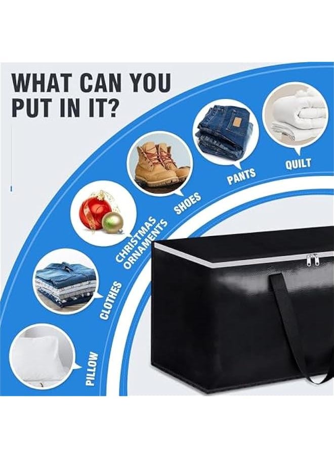 Durku Collapsible Moving Bags - Heavy Duty Extra Large Moving Bags with Zippers and Handles, Space Saving Packing Totes for Moving Supplies Storage,Fold Flat, Alternative to Box and Bin (Black-4Pack