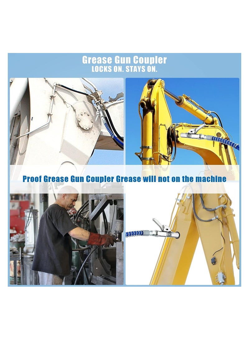 SYOSI Grease Gun Coupler Kit Professional Lever Action Grease Gun with Hose Quick Release Grease Coupler Easy to Lock Handle Compatible with All Grease Gun 1/8 NPT Grease Gun Fitting - Image 4
