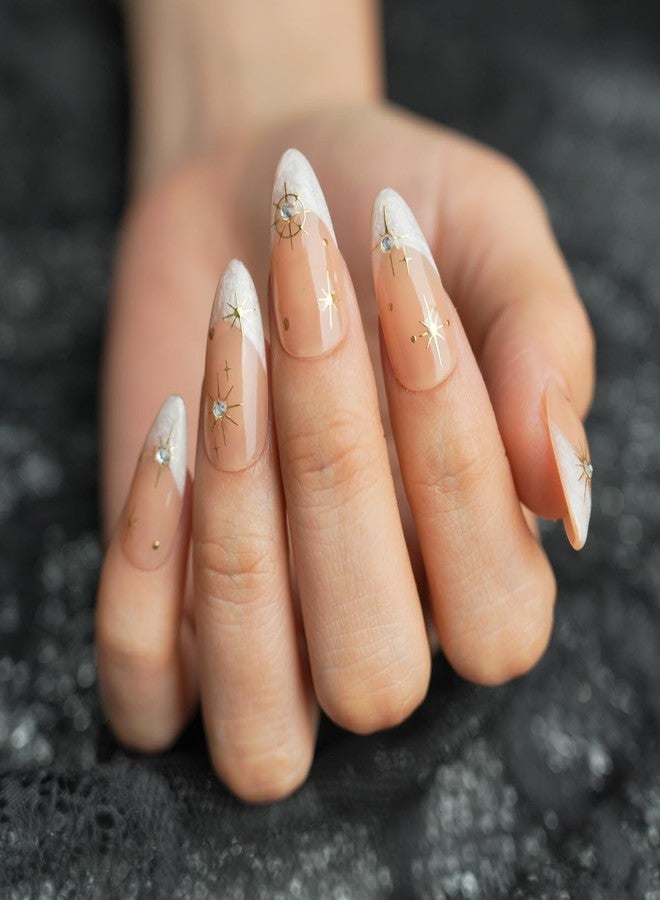 Pretty Diva PrettyDiva Star Nail Stickers - 3D Glitter Shiny Gold Cross Star Nail Stickers, Four-Pointed Star Self-Adhesive Nail Art Stickers Decals with Rhinestone DIY Nail Decals (Gold) - Image 4